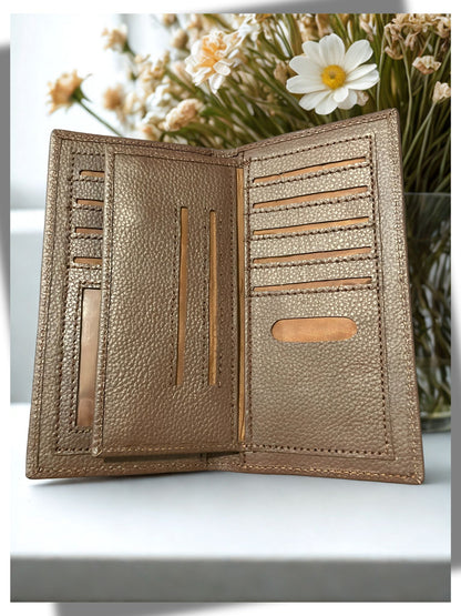 The Classic Choice: Men’s Genuine Leather Slim Bifold Long Wallet with Zipper Pocket - Multiple Card Holders.