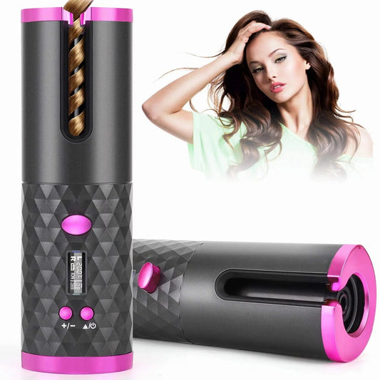 Cordless Automatic Hair Curler – USB Rechargeable Ceramic Curling Iron for Effortless, Frizz-Free Styling.